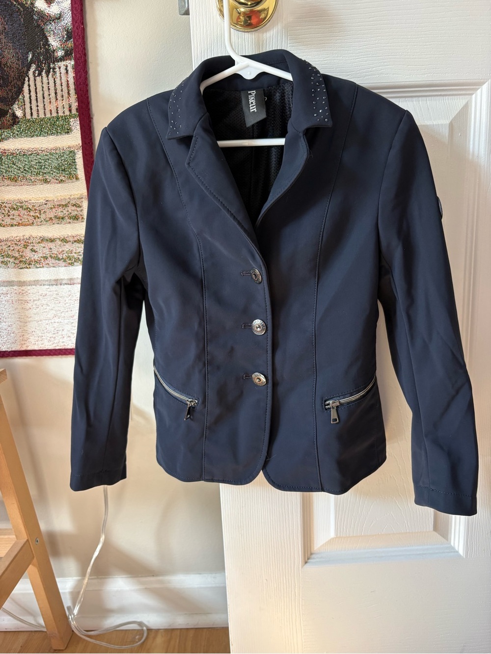 Navy Riding Jacket with Decorative Trim